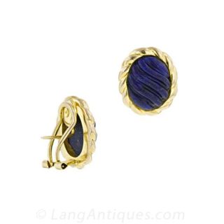 18k Gold Lapis Lazuli Earclips