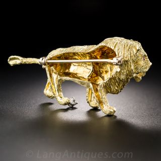 18K Gold Lion Brooch