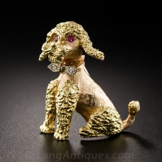 18K Gold Poodle Brooch