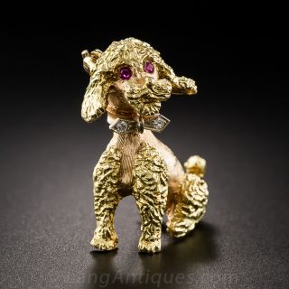 18K Gold Poodle Brooch
