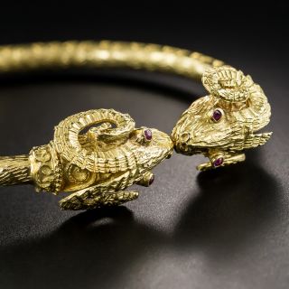 18K Greek Rams Head Bangle Bracelet