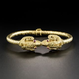 18K Greek Rams Head Bangle Bracelet