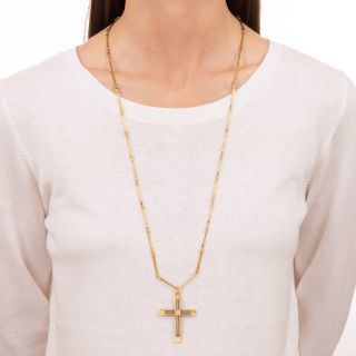 18K Handmade Cross and Chain