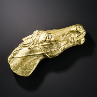 18K Horse Head Brooch - 1