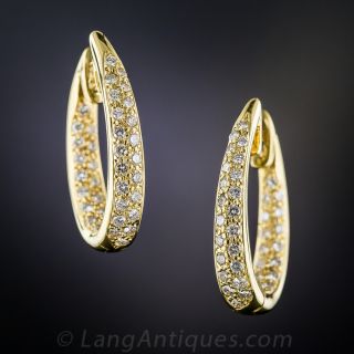 18K Inside/Outside Diamond Hoop Earrings