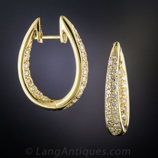 18K Inside/Outside Diamond Hoop Earrings