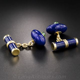 18K Lapis and Nephrite Cufflinks