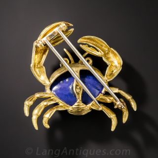 18K Lapis Crab Brooch