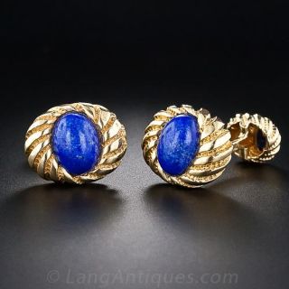 18K Lapis Cufflinks Signed Tiffany - Schlumberger