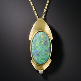 18K Modern Black Opal Pendant - 1