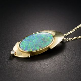 18K Modern Black Opal Pendant