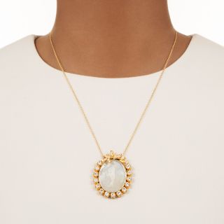 Mother-of-Pearl Cameo and Diamond Pendant
