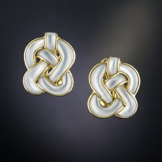 18K Mother-of-Pearl Celtic Knot Earrings by Angela Cummings