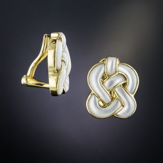 18K Mother-of-Pearl Celtic Knot Earrings by Angela Cummings