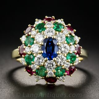 18K Multi-Color Diamond, Sapphire, Emerald and Ruby Ring