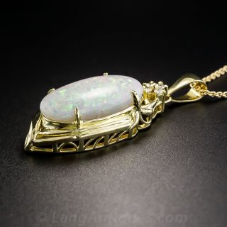 18K Opal and Diamond Pendant Necklace
