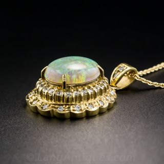 18K Opal and Diamond Pendant Necklace