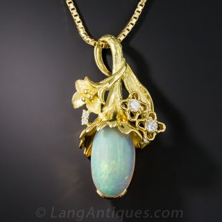 18K Opal and Diamond Pendant 