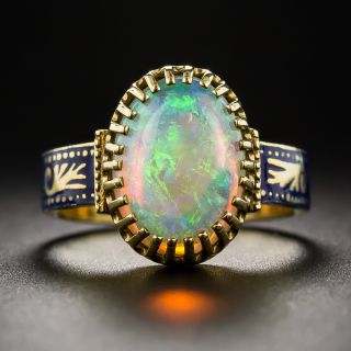 18K Opal and Enamel Ring