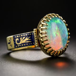 18K Opal and Enamel Ring