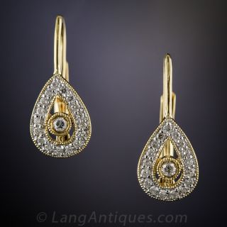 18K Pear Shape Diamond Earrings