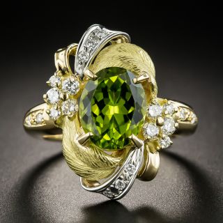 18K Peridot Diamond Cocktail Ring - 1