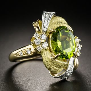18K Peridot Diamond Cocktail Ring