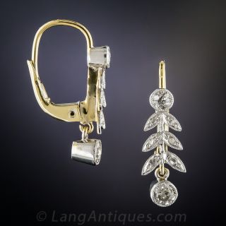 18K/Platinum .60 Carat Antique Diamond Earrings