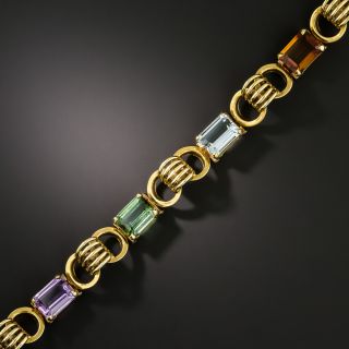 Retro Multi-Gem Link Bracelet - 2