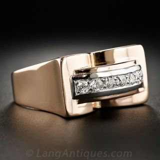 18K Retro Ring with Diamonds
