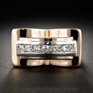 18K Retro Ring with Diamonds