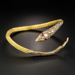 18K Rose-Cut Diamond Snake Bracelet