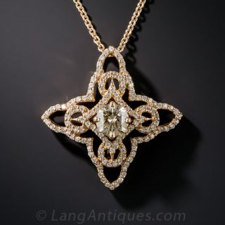 18K Rose Gold .72 Carat Center Diamond Pendant/Stickpin