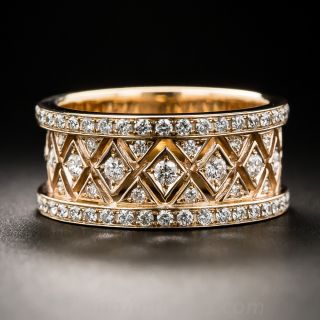 18K Rose Gold and Diamond Band Ring