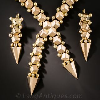 18K Rose Gold Collar and Earring Set