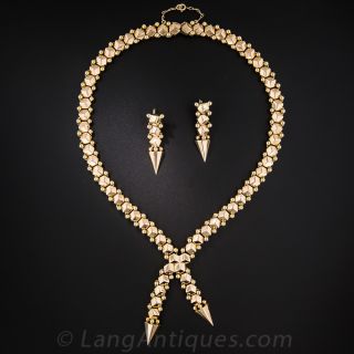 18K Rose Gold Collar and Earring Set