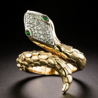 18K Rose Gold Diamond-Headed Snake Ring - 3