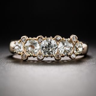 18K Rose Gold Five Stone Diamond Vintage Band Ring
