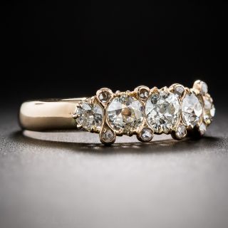 18K Rose Gold Five Stone Diamond Vintage Band Ring