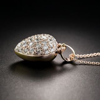 18K Rose Gold Pavé Diamond Puffed Heart Pendant