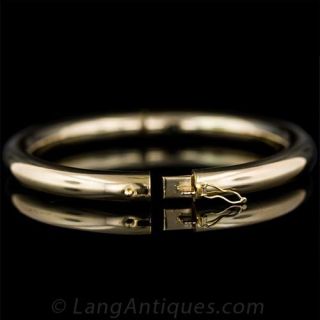 18K Rosy Yellow Gold Italian Tubular Bangle Bracelet