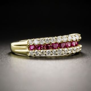 18K Ruby and Diamond Band Ring