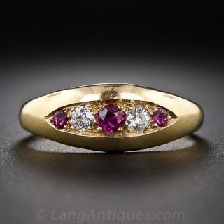 18K Ruby and Diamond Victorian Ring