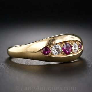 18K Ruby and Diamond Victorian Ring
