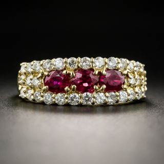 18K Ruby Diamond Band Ring - 1