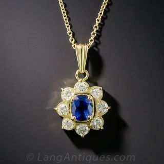 18K Sapphire and Diamond Drop Necklace