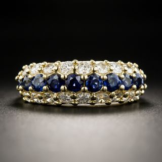 18K Sapphire Diamond Band Ring - 1