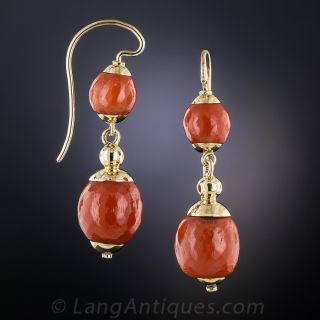 18K Sicilian Coral Drop Earrings