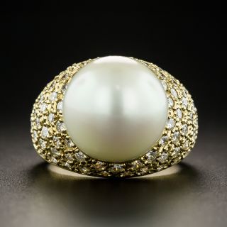 South Sea Pearl and Pavé Diamond Ring - 2