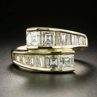 18K Square And Baguette Diamond Bypass Ring - 1